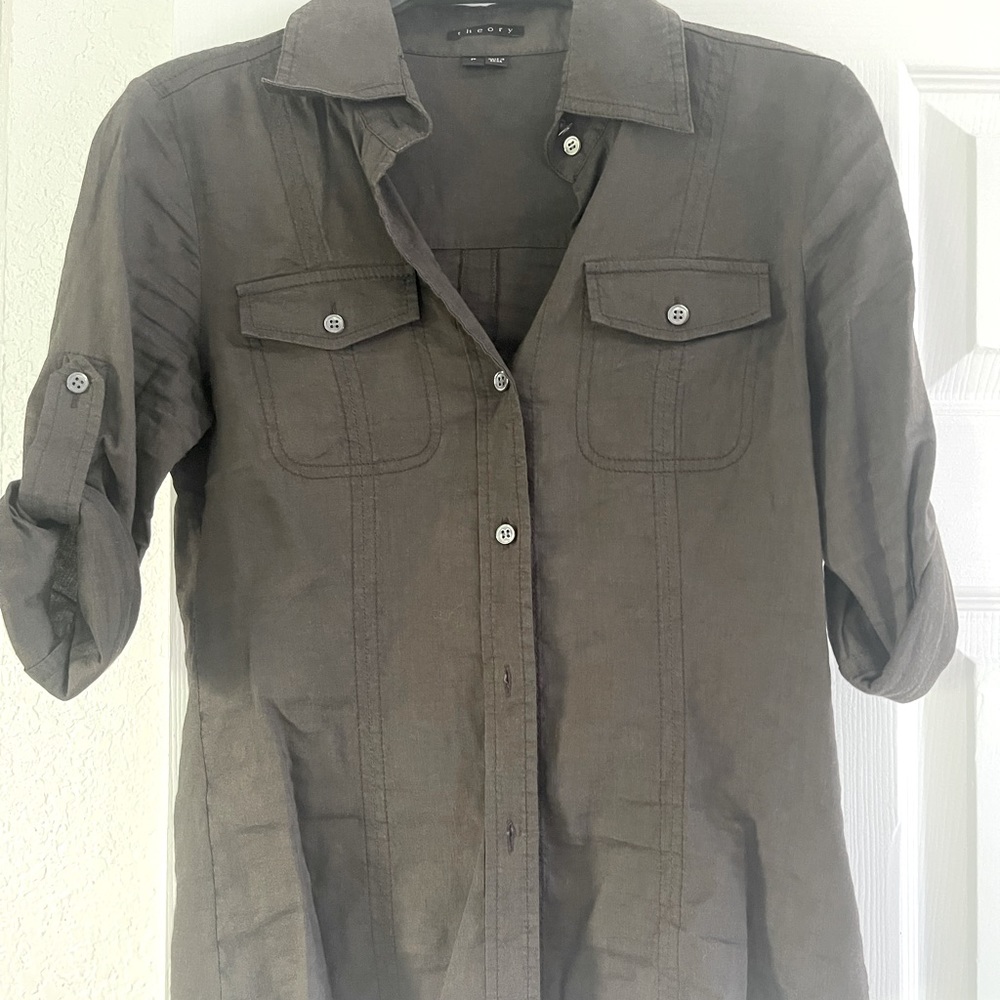 Theory linen and spandex shirt - P